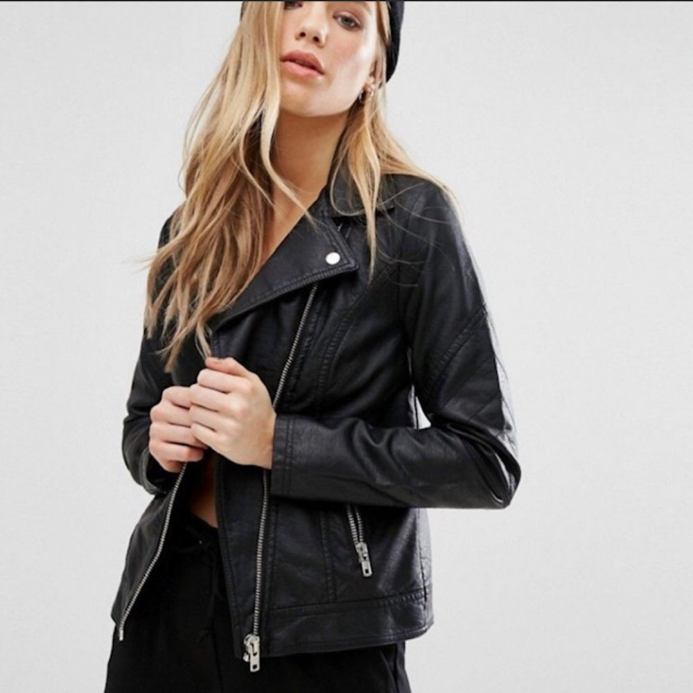 New Look Black Faux Leather Jacket Size 3X